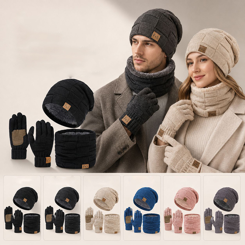 Wool Glove Lined - Winter Warm Thick Hat Scarf and