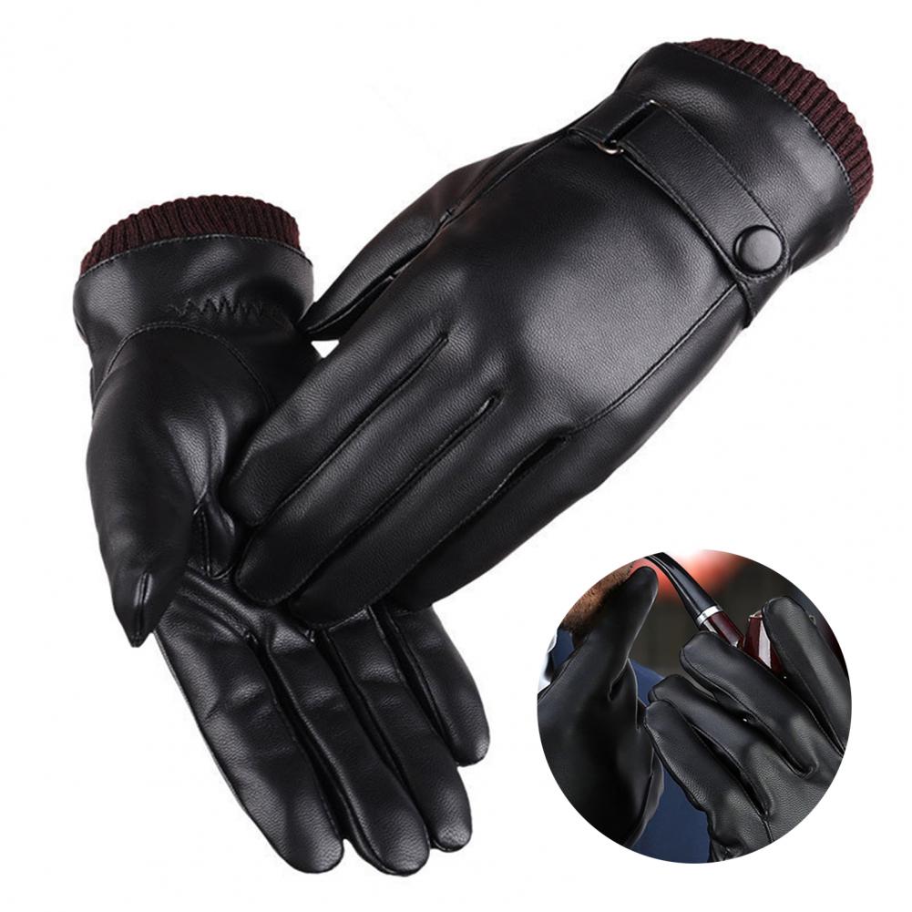 Winter Glove Insulated - Faux Leather Full Finger Touch Screen