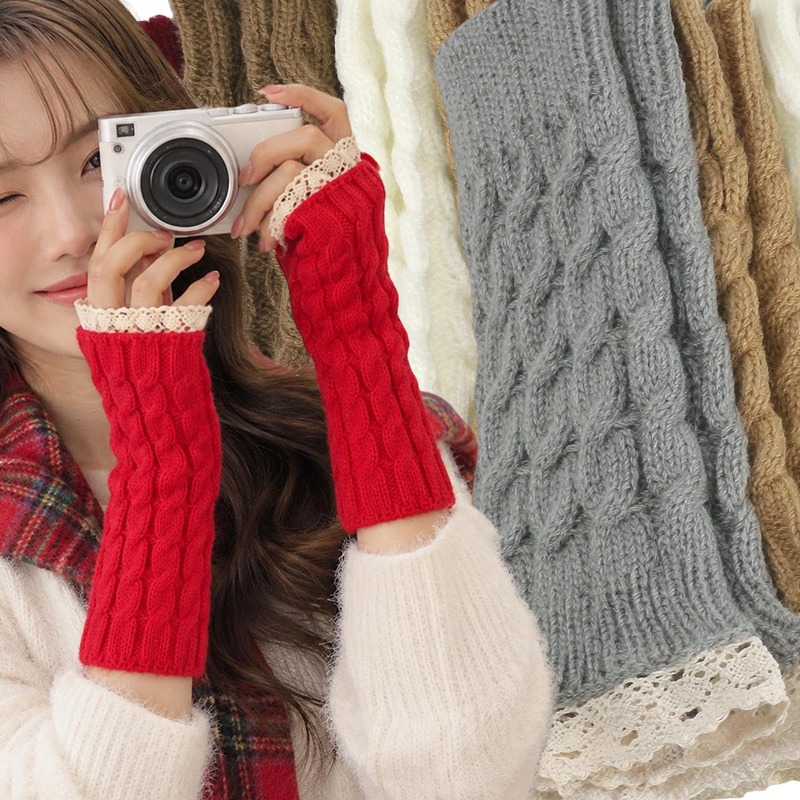 Fingerless Glove Knit - Y2K Women Lace Fingerless Gloves Acrylic